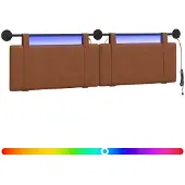 Syfax Hängendes Kopfteil Mit LED Licht Braun Antikes PU