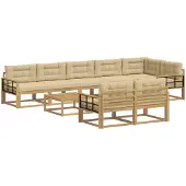 vidaXL Outdoor-Sofagarnitur 9 stk. Weiß und Beige Polyester
