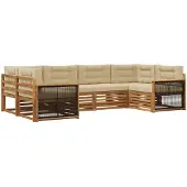 vidaXL Outdoor-Sofagarnitur mit Kissen 6 pcs Natur und Beige