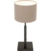 Steinhauer Tischleuchte Sparkled Light 1-flammig Mattschwarz mit Stoffschirm Blau 14x14cm