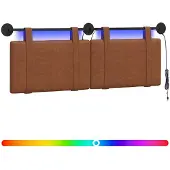 Syfax Hängendes Kopfteil Mit LED Licht Braun Antikes PU