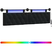 Syfax Hängendes Kopfteil Mit LED Licht Schwarz Samt