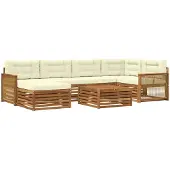 vidaXL Outdoor-Sofagarnitur 7 Stk. Natur und Creme