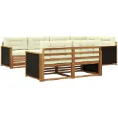 vidaXL Outdoor-Sofagarnitur 7 Stk. Natur und Creme