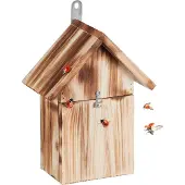 Relaxdays Marienkäferhaus, Marienkäferhotel Garten, zum Aufhängen, Holz unbehandelt, Insektenhotel Marienkäfer, natur
