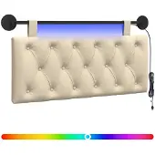 Syfax Hängendes Kopfteil Mit LED Licht Creme Stoff