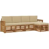 vidaXL Outdoor-Sofagarnitur 5 stk. Natur und Beige