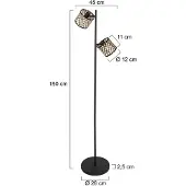 Mexlite Stehlampe Sumba, schwarz, für Wohn- / Esszimmer, Metall, Stehlampe