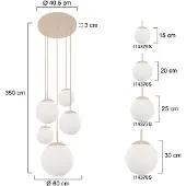 Steinhauer 5-Licht Vide Pendellampe Bollique Sand mit Opalglas