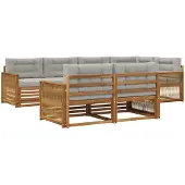 vidaXL Outdoor-Sofagarnitur 7 Stk. Natürlich und Hellgrau