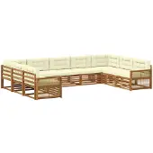 vidaXL Outdoor-Sofagarnitur 9 Stk. Natur und Creme Massivholz Akazie
