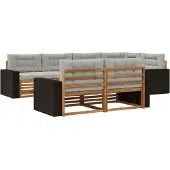 vidaXL Outdoor-Sofagarnitur mit Kissen 7 pcs Natürlich und Hellgrau