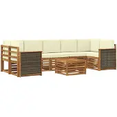 vidaXL Outdoor-Sofagarnitur 8 stk. Natur und Creme Massivholz Akazie