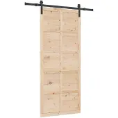vidaXL Schiebetür Natur 80 x 208 cm Massives Kiefernholz