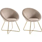 Vente-unique Set aus 2 Stühlen aus Velours und goldenem Metall - Beige - BURBAN