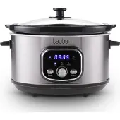 Lauben Slow Cooker 3500SB, Premium-Keramiktopf, 3,5 l, geringer Verbrauch, zwei automatische Temperaturstufen, Timer, Kochbuch inbegriffen