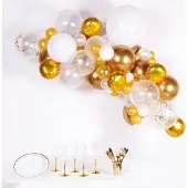 Amscan Ballongirlande weiss gold DIY 66 Ballons inkl. 4m Ballonband