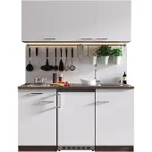 Respekta Küche Küchenzeile Singleküche Eiche York Weiß Oliver 150 cm, mit Glaskeramikkochfeld, ohne Mikrowelle