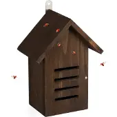 Relaxdays Marienkäferhaus, Holz, HxBxT: 25 x 18,5 x 12 cm, zum Aufhängen, Garten, Insektenhotel für Marienkäfer, braun