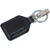 Piquadro Schlüsselanhänger Blue Square Keychain With Carabiner Hook Nero