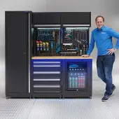 Datona Werkstatteinrichtung PREMIUM Eichenplatte mit Kühlschrank – 200 cm breit