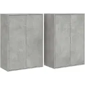 vidaXL Sideboards 2 Stk. Betongrau 60x31x84 cm Holzwerkstoff
