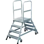 Iller-Leiter Iller Podestleiter fahrbar mit gefederten Lenkrollen beidseitig begehbar Aluminium 7 Stufen