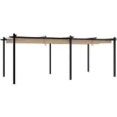 Syfax Gartenpavillon mit Ausziehbarem Dach Taupe 3x6 m Aluminium