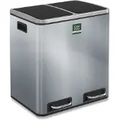 Casa Pura Tretmülleimer | Felix | Trennsystem | Edelstahl | 2 x 15 Liter (30 Liter)