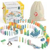ClassicWorld Holz-Domino-Hindernisparcours-Logik-Montessori-Puzzle 100 Teile.