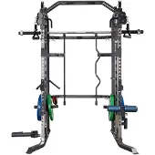 HMS CYKLOP 1 | Smith Machine Semi Commercial mit Doppel-Kabelzug & Klimmzugstange | Profi Kraftstation