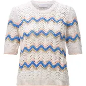 Rich & royal (4) Crew NK Ajour Striped soft papaya soft papaya S