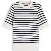 Tommy Hilfiger Kurzarmpullover "CO JERSEY FINE GG C-NK SS SWT" Baumwollmischung, Regular Fit