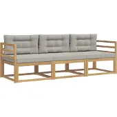 vidaXL Outdoor-Sofagarnitur 3 stk. Weiß und Hellgrau Polyester
