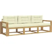 vidaXL Outdoor-Sofagarnitur mit Kissen 3 pcs Weiß und Creme Polyester
