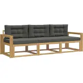 vidaXL Outdoor-Sofagarnitur 3 pcs Weiß und Anthrazit Polyester
