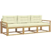 vidaXL Outdoor-Sofagarnitur 3 stk. Weiß und Creme Polyester