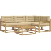 vidaXL Outdoor-Sofagarnitur 5 Stk. Weiß und Beige Polyester