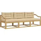 vidaXL Outdoor-Sofagarnitur 3 stk. Weiß und Beige Polyester