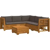 vidaXL Outdoor-Sofagarnitur mit Kissen 6 Stück Braun Massivholz Akazie