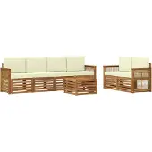 vidaXL Outdoor-Sofagarnitur 7 stk. Natur und Creme Massivholz Akazie