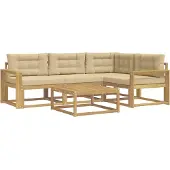 vidaXL Outdoor-Sofagarnitur 5 stk. Weiß und Beige Polyester
