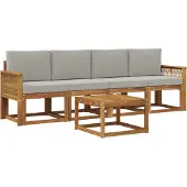 vidaXL Outdoor-Sofagarnitur 5 stk. Natürlich und Hellgrau Polyester