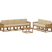 vidaXL Outdoor-Sofagarnitur 8 Stk. Natur und Beige Polyester