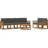 vidaXL Outdoor-Sofagarnitur 7 stk. Natur und Anthrazit Polyester