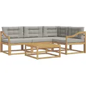 vidaXL Outdoor-Sofagarnitur 5 stk. Weiß und Hellgrau Polyester