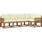 vidaXL Outdoor-Sofagarnitur 5 stk. Natur und Creme Polyester