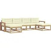 vidaXL Outdoor-Sofagarnitur 6 Stk. Weiß und Creme