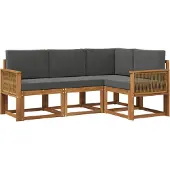 vidaXL Outdoor-Sofagarnitur 4 stk. Natur und Anthrazit Polyester