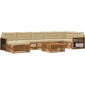 vidaXL Outdoor-Sofagarnitur mit Kissen 8 pcs Natur und Beige